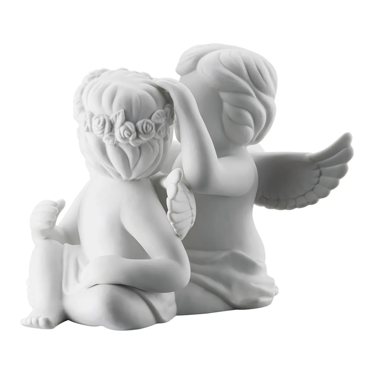 Engelpaar mit Blumenkranz