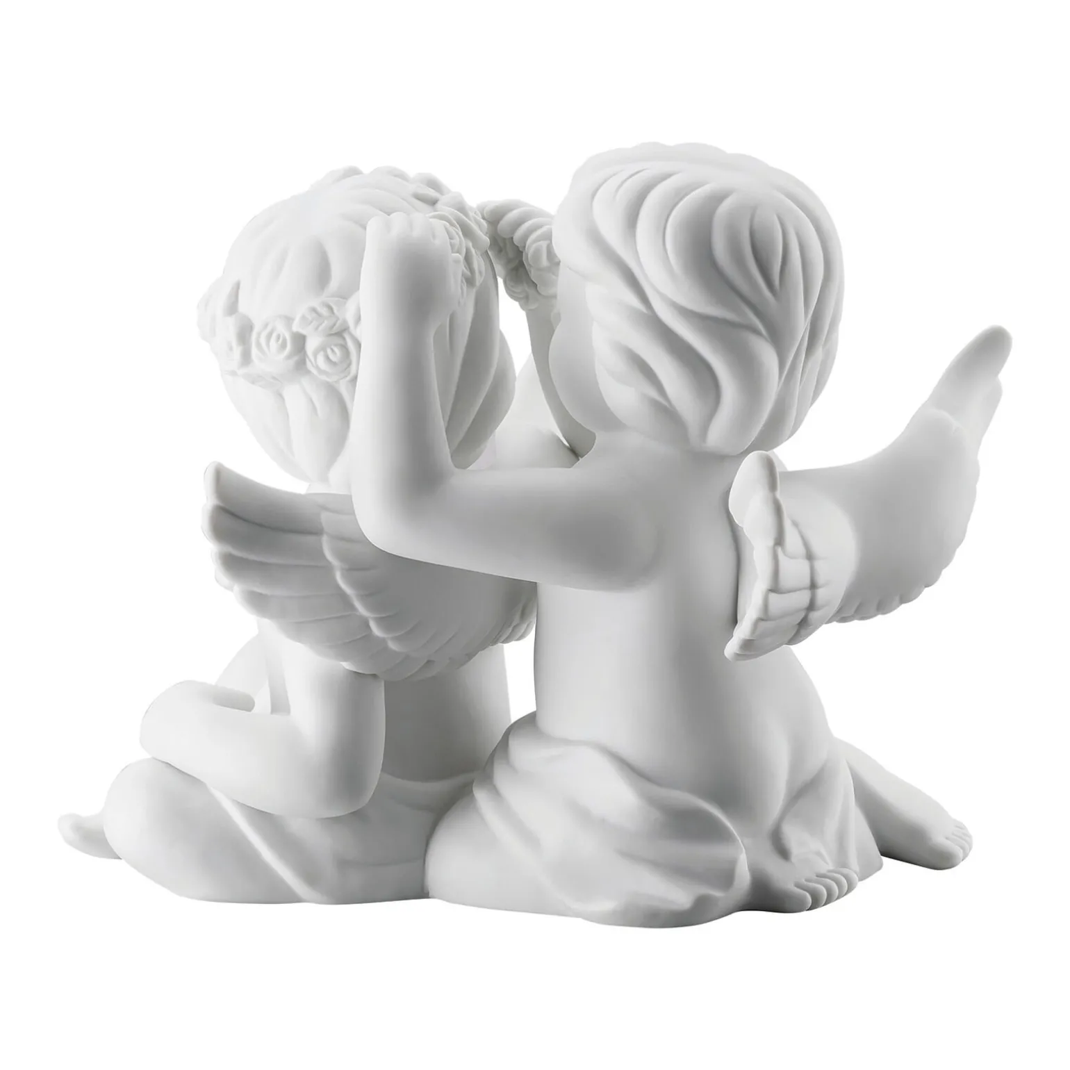 Engelpaar mit Blumenkranz