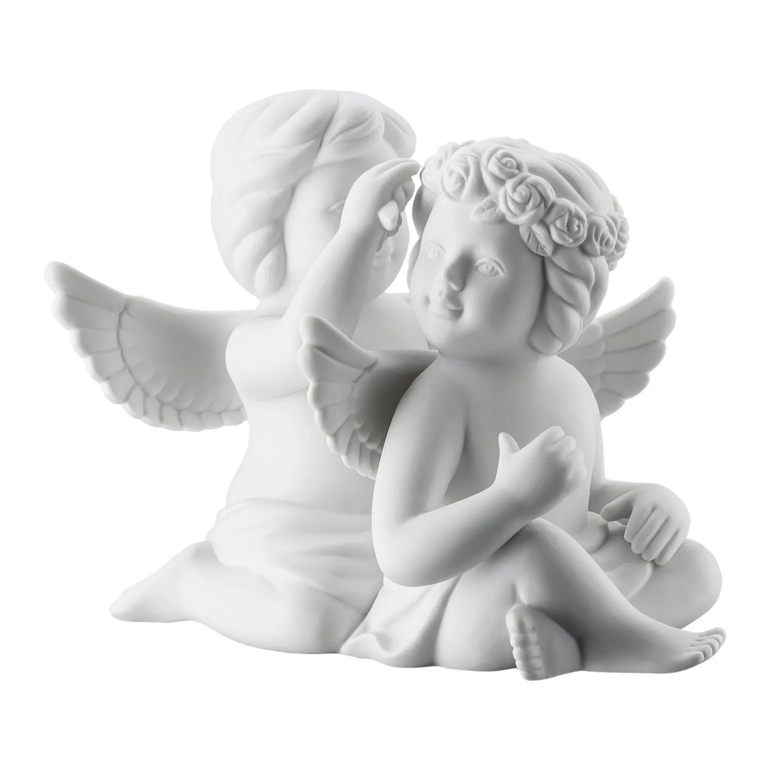 Engelpaar mit Blumenkranz