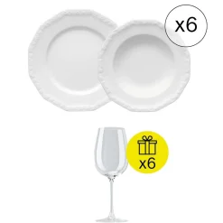 Traditionelles Tafelservice für 6, 12-tlg. Geschirr-Set mit Geschenk